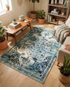 Chateau Elegance Collection Area Rug -  Riviera Rectangle Blue  lifestyle 16