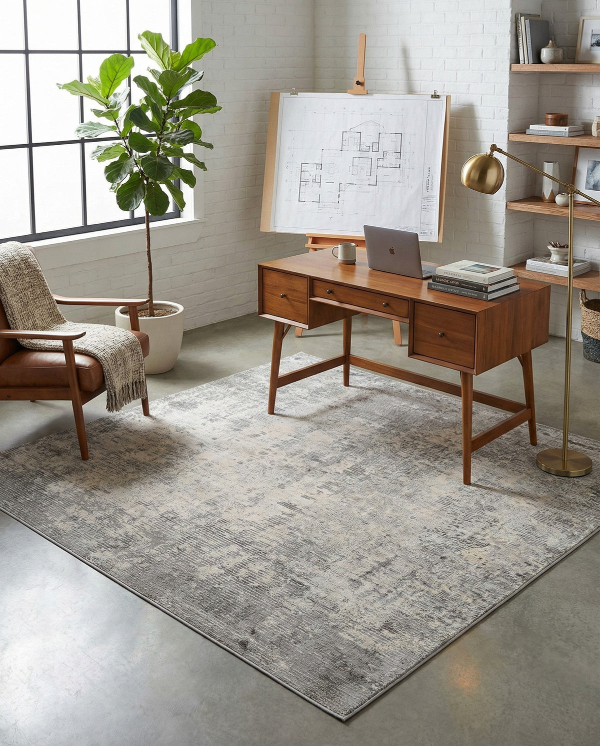 Aegean Elegance Collection Area Rug -  Ithaca Square Gray  lifestyle 95