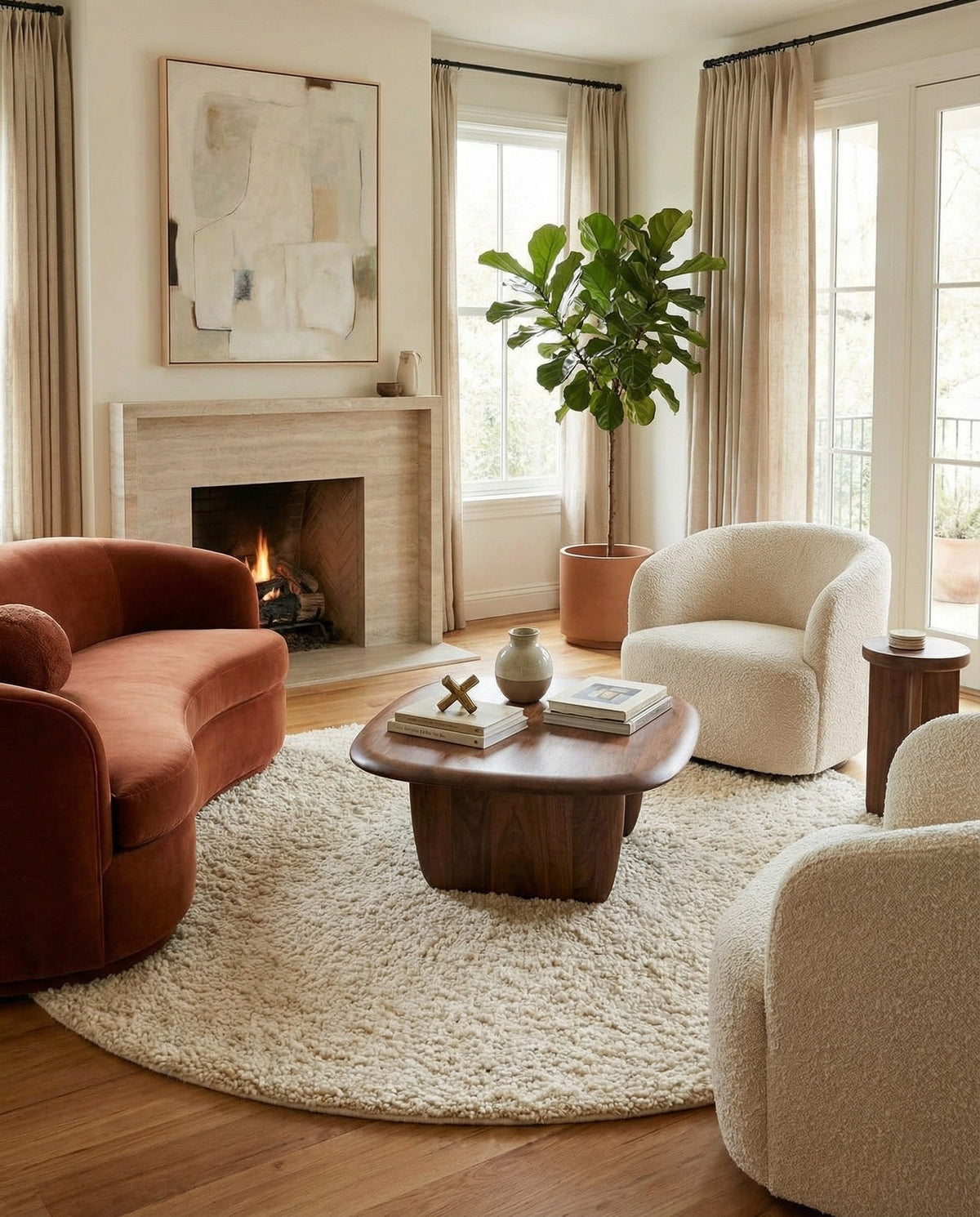 Wellington Luxe Shag Collection Area Rug - Kapiti Round Moroccan Ivory  lifestyle 161