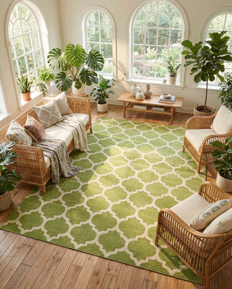 Lattice Gardens Collection Area Rug -  Bloomfield (Light Green) Rectangle Light Green  lifestyle 21