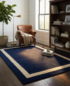 Savannah Borders Wool Collection Area Rug - Chatham Rectangle Cobalt Blue  lifestyle 45