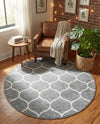 Trellis Mosaic Collection Area Rug -  Pergolatown (Light Gray) Round Light Gray  lifestyle 81