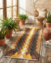 Thar Cotton Collection Area Rug -  Munnar Runner Brown Yellow Black  lifestyle 35