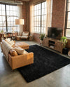 Plush Oasis Collection Area Rug - Serenity (Jet Black) Rectangle Jet Black  lifestyle 25