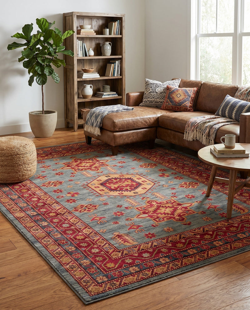 Persian Elegance Collection Area Rug -  Bushehr Rectangle Light Blue  lifestyle 5