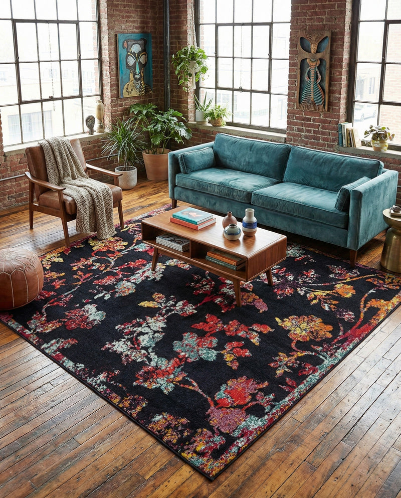 Brighton Terrace Collection Area Rug -  Roedean Square Navy Blue  lifestyle 43