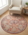 Seville Stripes Collection Area Rug -  Cordoba (Brick Red) Round Brick Red  lifestyle 24