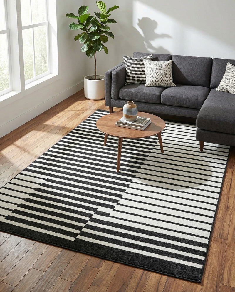 Copenhagen Edge Collection Area Rug -  Vesterbro Rectangle Black  lifestyle 47