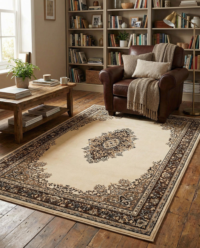 Tabriz Tapestry Collection Area Rug - Azerbaijan (Ivory) Rectangle Ivory  lifestyle 5