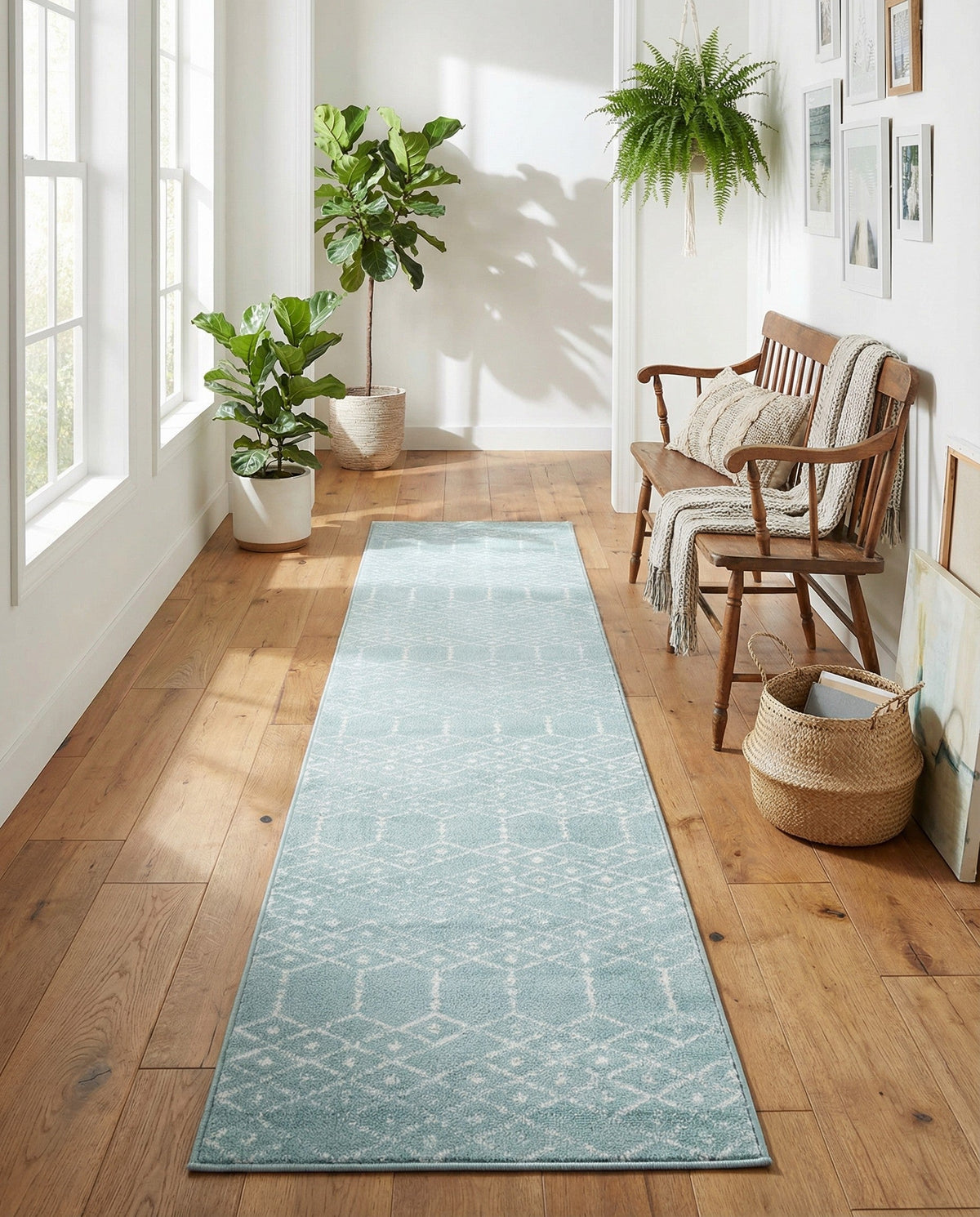 Marrakesh Lattice Collection Area Rug - Casablanca (Aqua) Runner Aqua  lifestyle 70