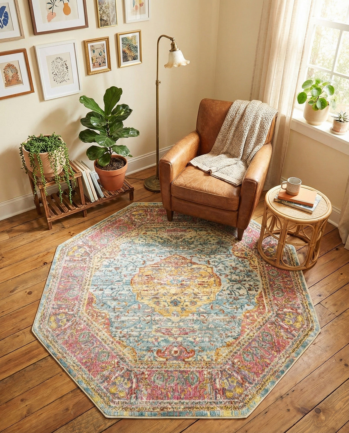 Caribbean Breeze Collection Area Rug -  Vieques Octagon Light Blue  lifestyle 83