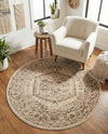 Eden Oasis Collection Area Rug -  Refuge (Beige) Round Beige  lifestyle 63