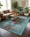 Venetian Tapestry Collection Area Rug -  Giudecca Rectangle Turquoise  lifestyle 19