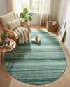 Jewel Oasis Collection Area Rug - Sapphire (Green) Oval Green  lifestyle 76
