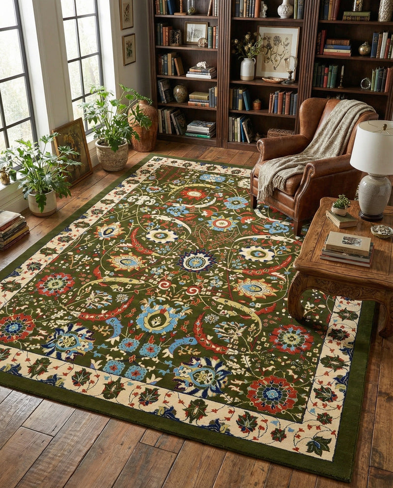 Tabriz Tapestry Collection Area Rug - Sahand (Green) Rectangle Green  lifestyle 20