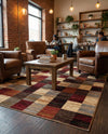 Bistro Lounge Collection Area Rug - Espresso Rectangle Multi  lifestyle 33