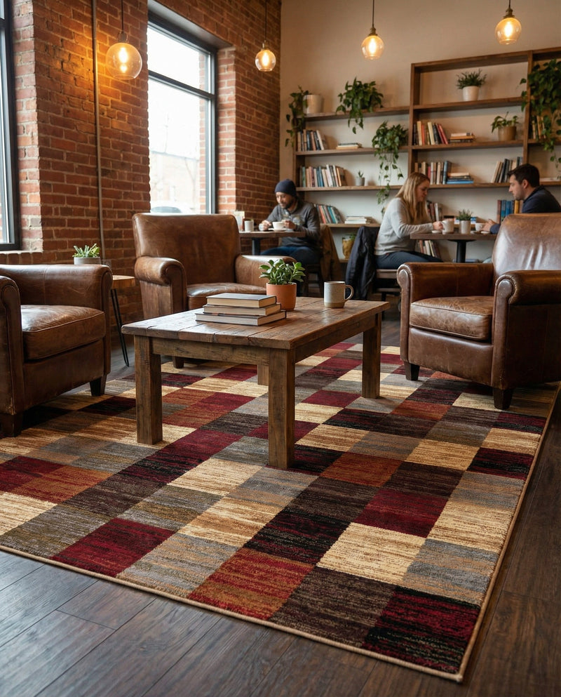 Bistro Lounge Collection Area Rug - Espresso Rectangle Multi  lifestyle 33