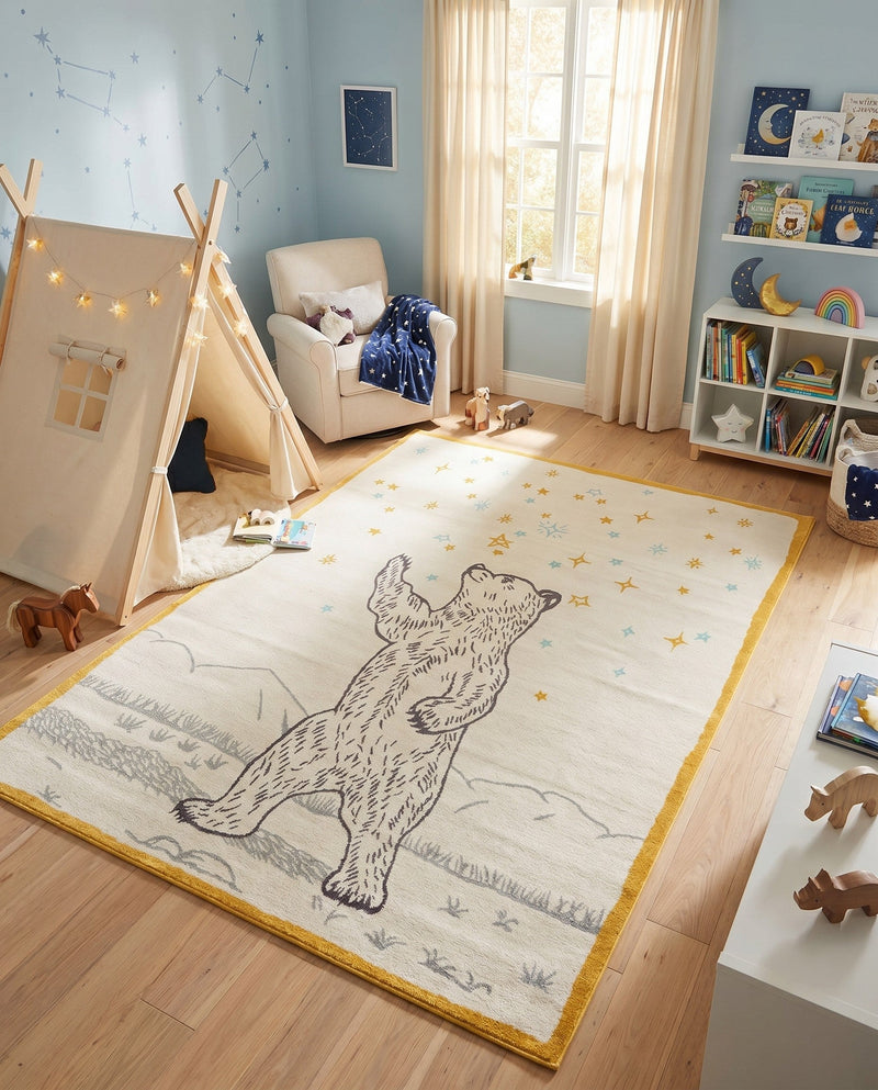 Wonder Tykes Collection Area Rug -  Pixie Rectangle Ivory and Gray  lifestyle 8