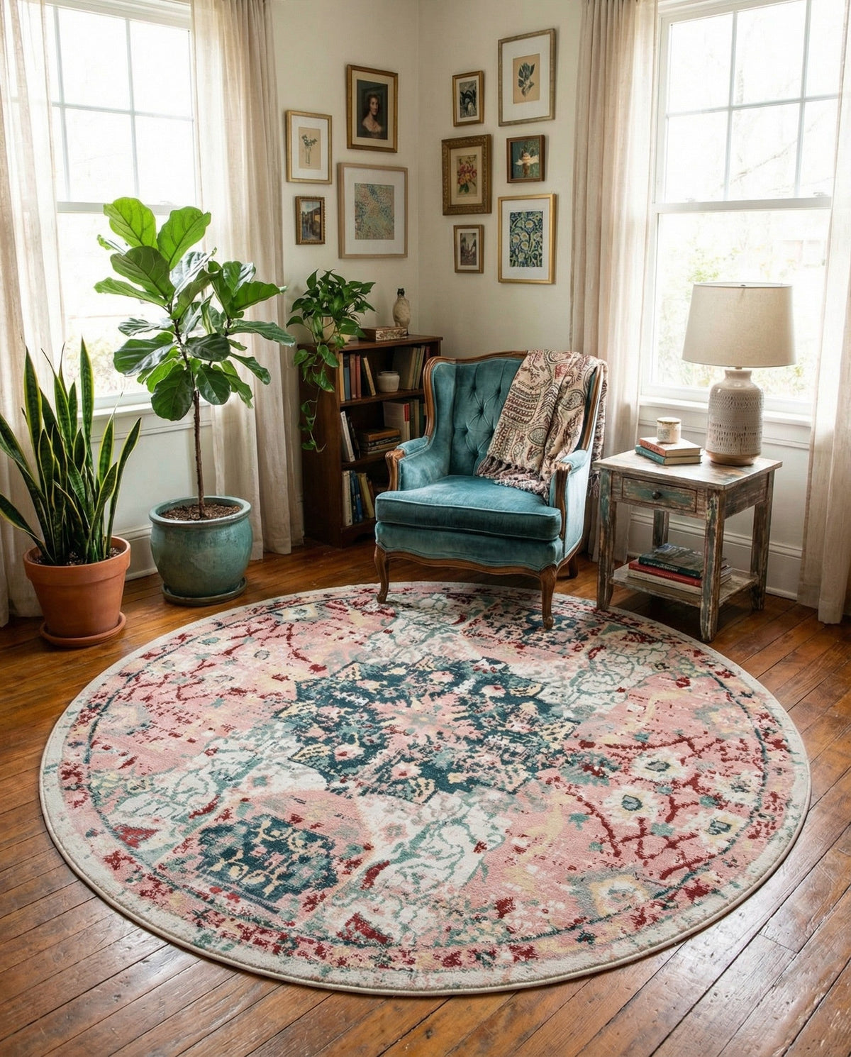 Savannah Elegance Collection Area Rug -  Azalea Round Pink  lifestyle 162
