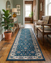 Casablanca Tapestry Collection Area Rug -  Marrakech (Egyptian Blue) Runner Egyptian Blue  lifestyle 44