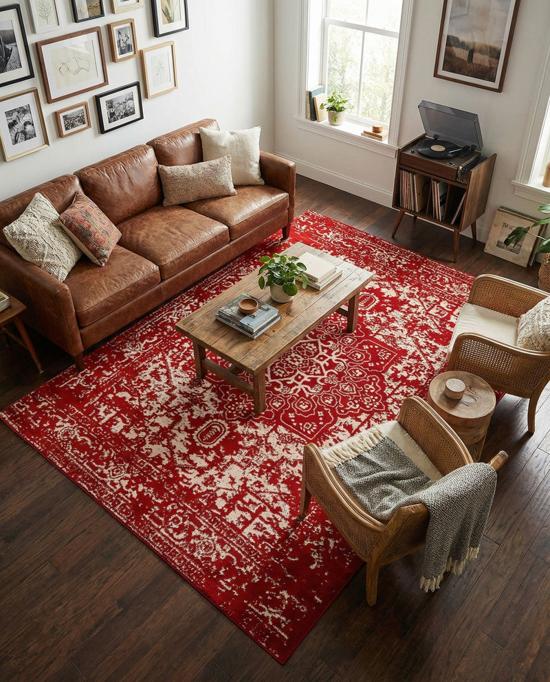 Georgetown Rugs Collection Area Rug - Dupont (Red) Rectangle Red  lifestyle 6