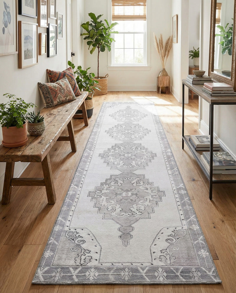Heritage Elegance Collection Area Rug -  Winterthur (white Gray) Runner white Gray  lifestyle 61