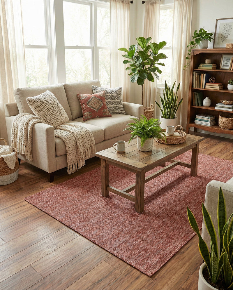 Seaside Serenity Collection Area Rug - Veranda (Rust Red) Rectangle Rust Red  lifestyle 3