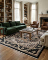 Persian Elegance Collection Area Rug -  Shiraz Rectangle Navy Blue  lifestyle 43