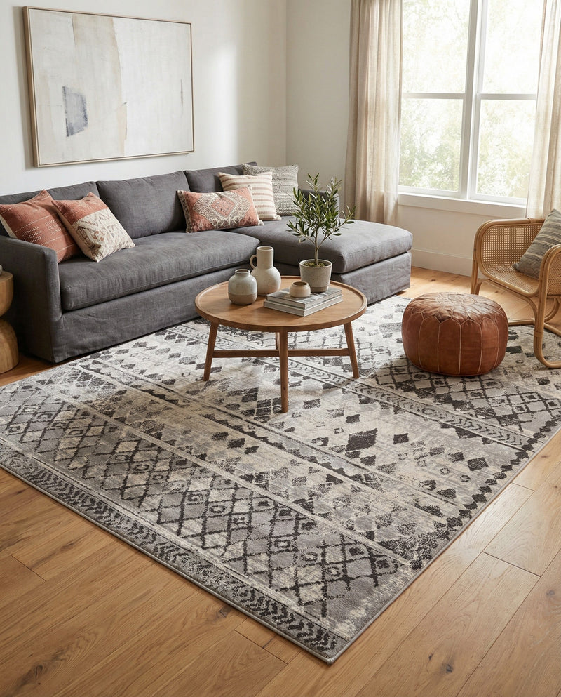 Dresden Elegance Collection Area Rug -  Zittau Rectangle Gray  lifestyle 13