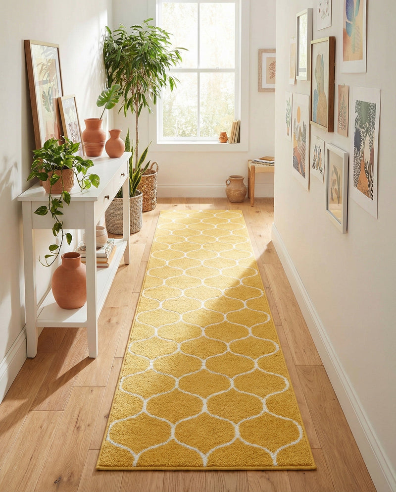 Trellis Mosaic Collection Area Rug -  Pergolatown (Yellow) Runner Yellow  lifestyle 75
