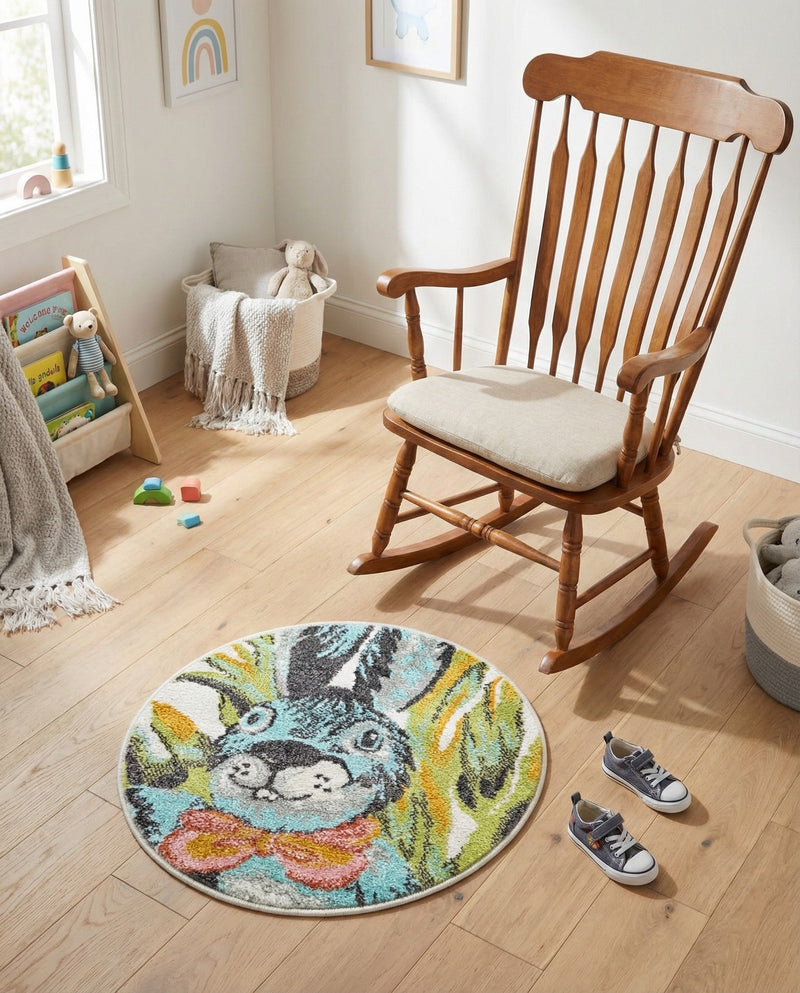 Wonder Tykes Collection Area Rug -  Ombre Round Ivory  lifestyle 3