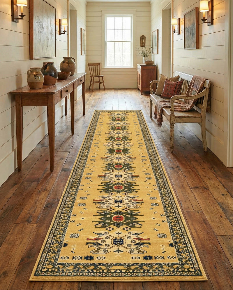 Tabriz Tapestries Collection Area Rug - Azerbaijan (Cream) Runner Cream  lifestyle 49