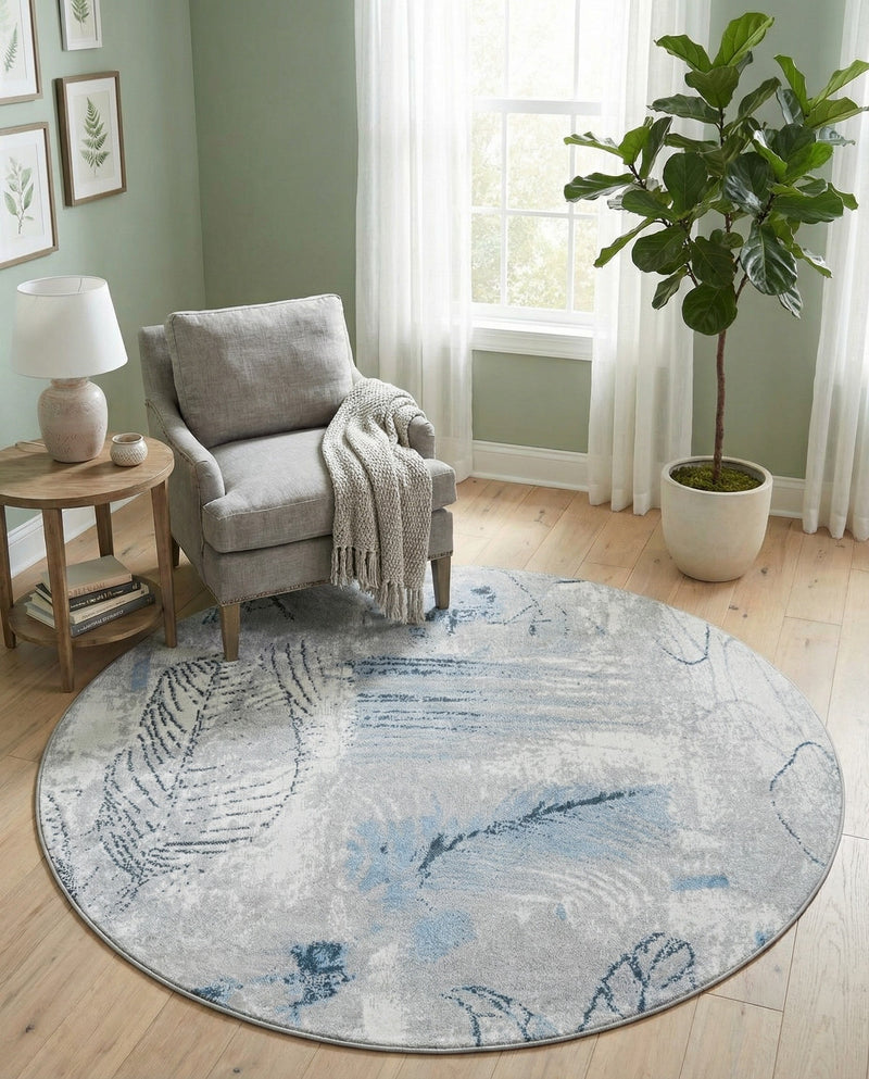 Aegean Elegance Washables Collection Area Rug -  Paros Round Ivory Gray  lifestyle 24