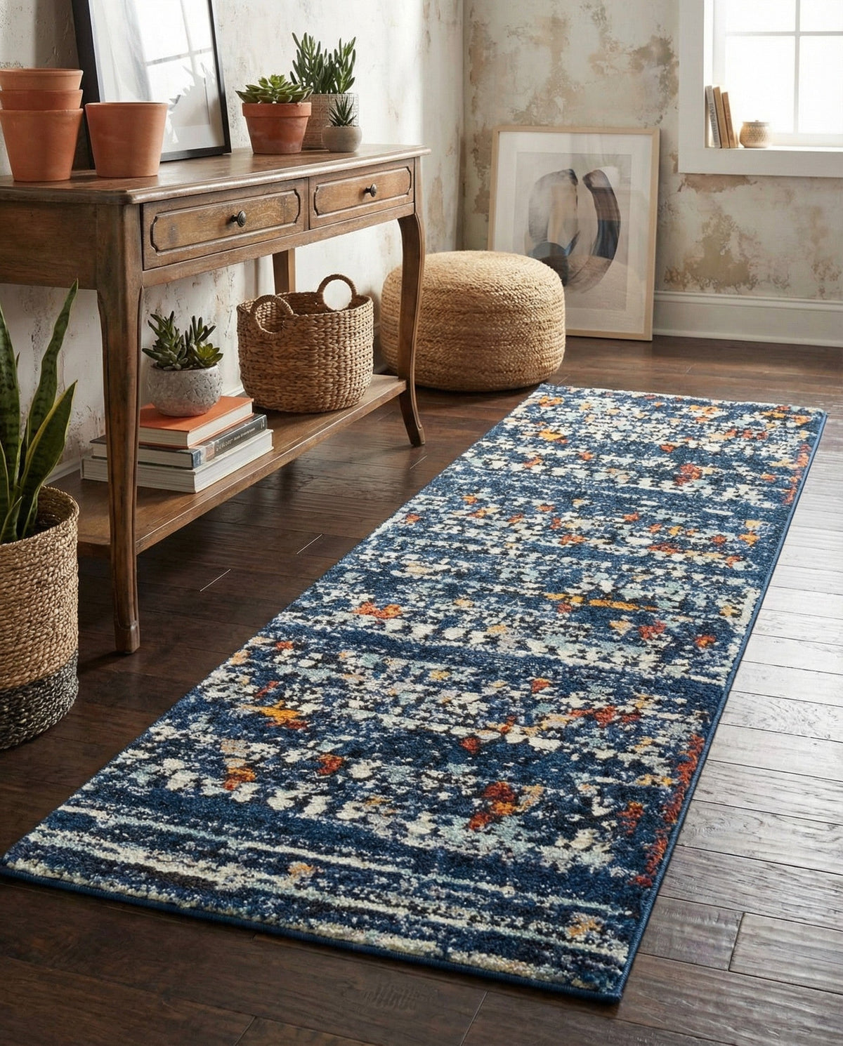 Tangier Treasures Collection Area Rug -  Marrakech Runner Navy Blue  lifestyle 147