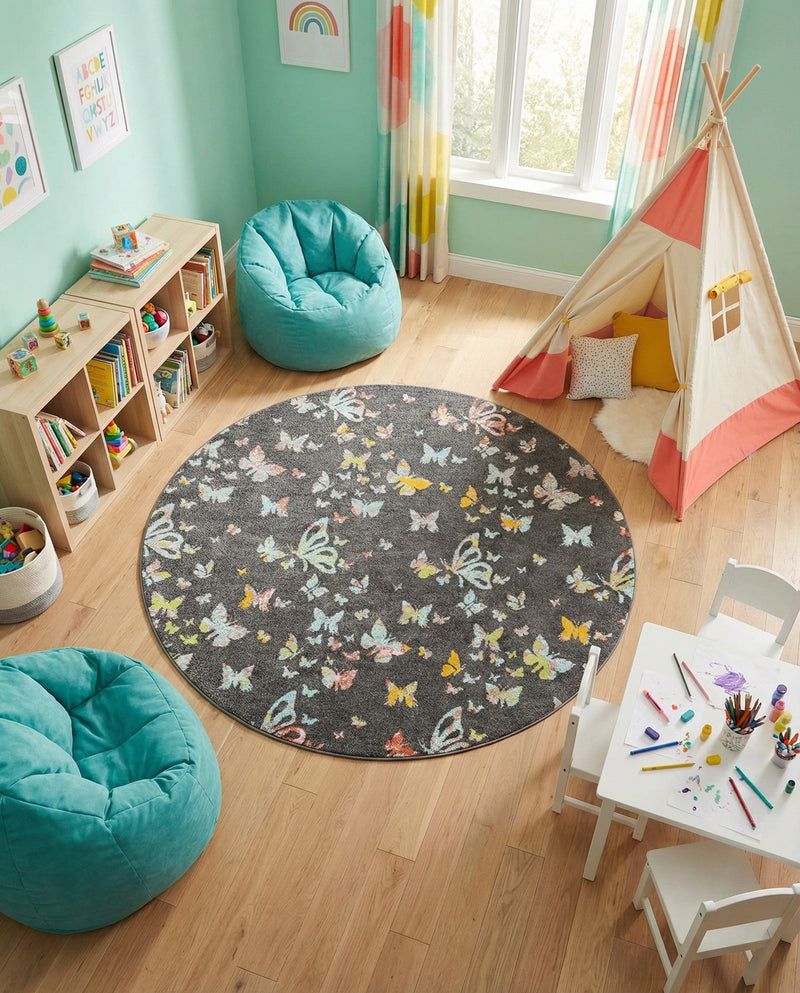 Wonder Tykes Collection Area Rug -  Carnival Round Charcoal Gray  lifestyle 44