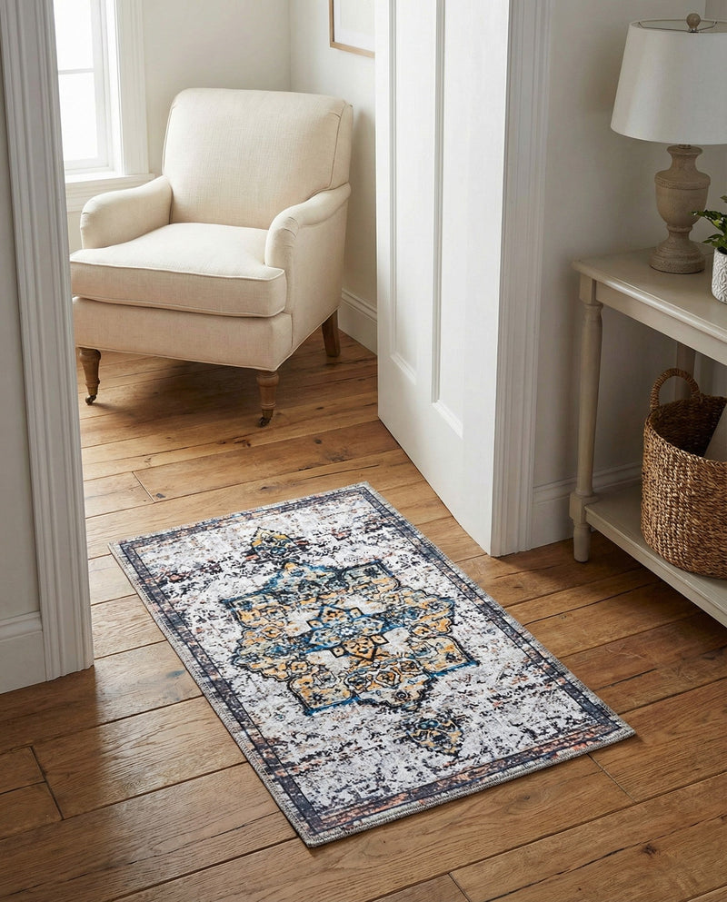 Baroque Era Collection Area Rug - Versailles (Sea Salt White) Rectangle Sea Salt White  lifestyle 21