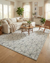 Garden Maze Retreat Collection Area Rug -  Arborlane Rectangle White  lifestyle 23