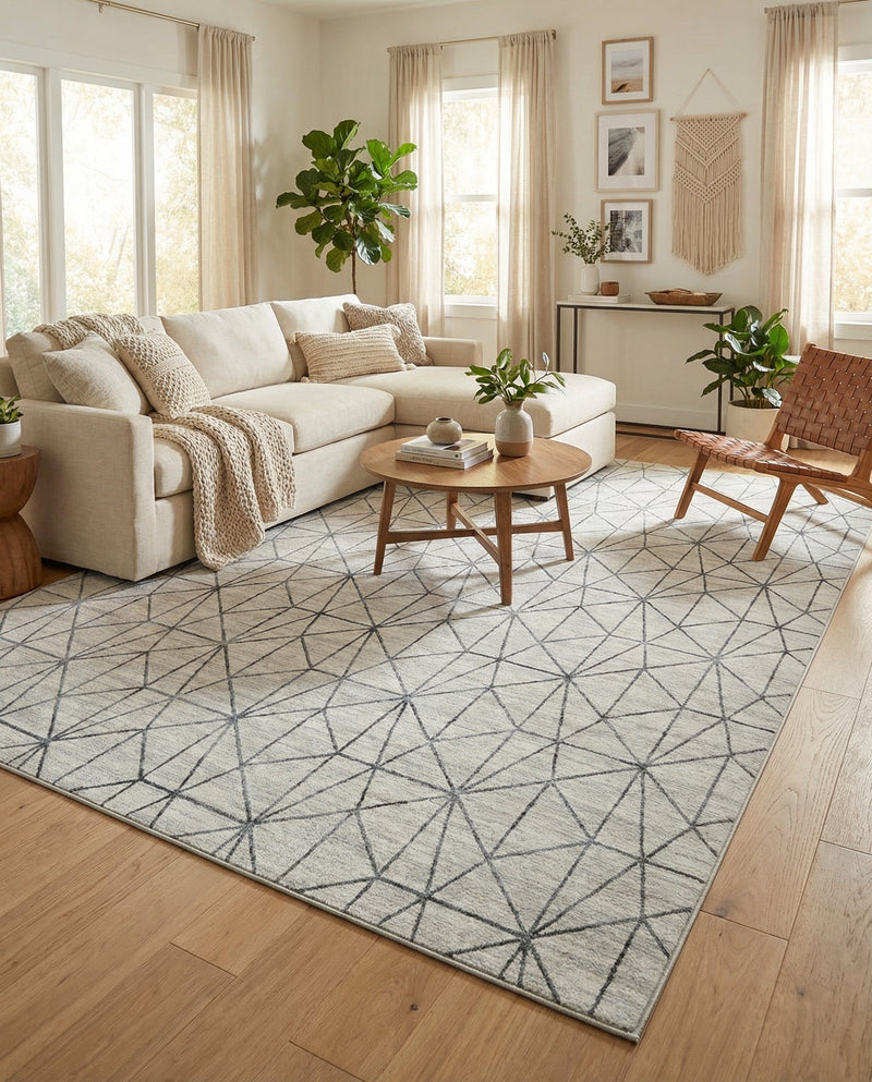 Garden Maze Retreat Collection Area Rug -  Arborlane Rectangle White  lifestyle 23