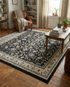 Isfahan Elegance Collection Area Rug - Naghsh-e Jahan (Black) Rectangle Black  lifestyle 30