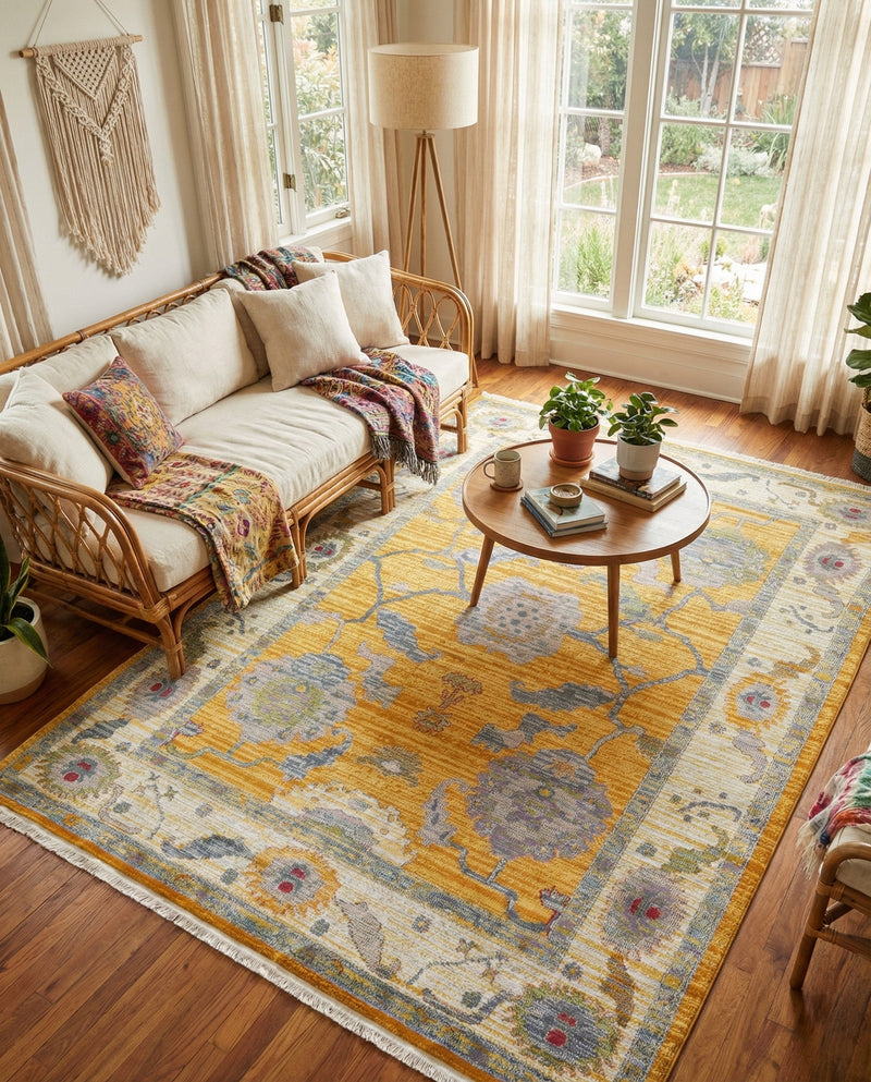 Arcadia Rugs Collection Area Rug - Eden (Yellow) Rectangle Yellow  lifestyle 25