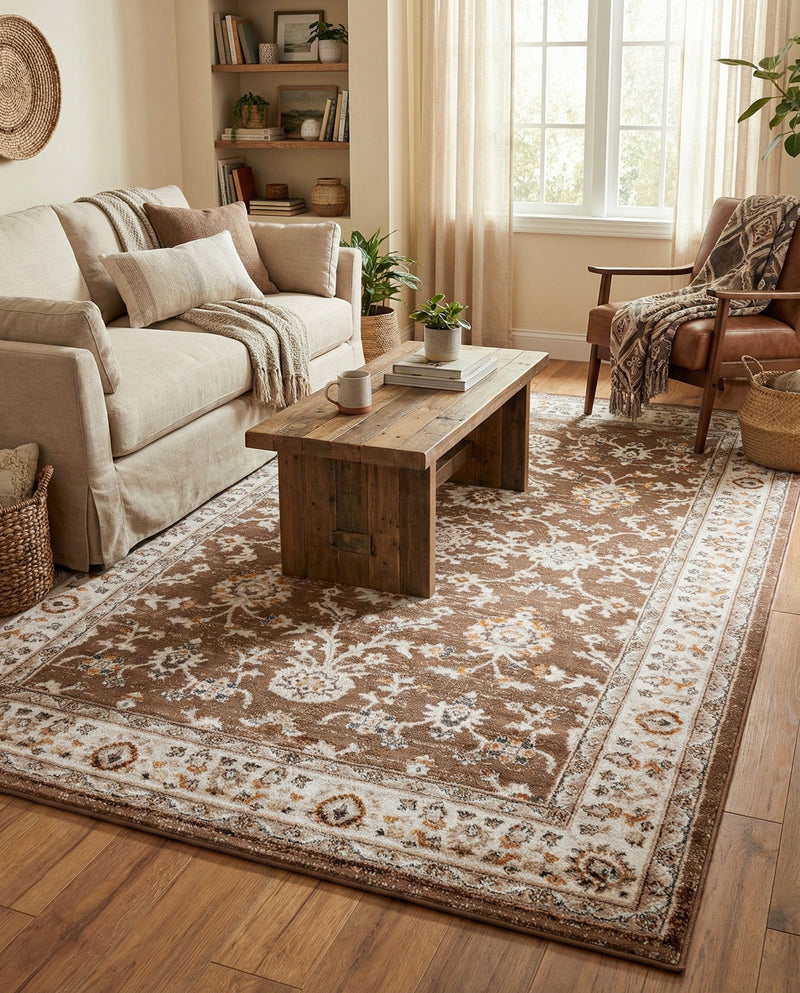 Savannah Elegance Collection Area Rug - Augusta (Brown) Rectangle Brown  lifestyle 19