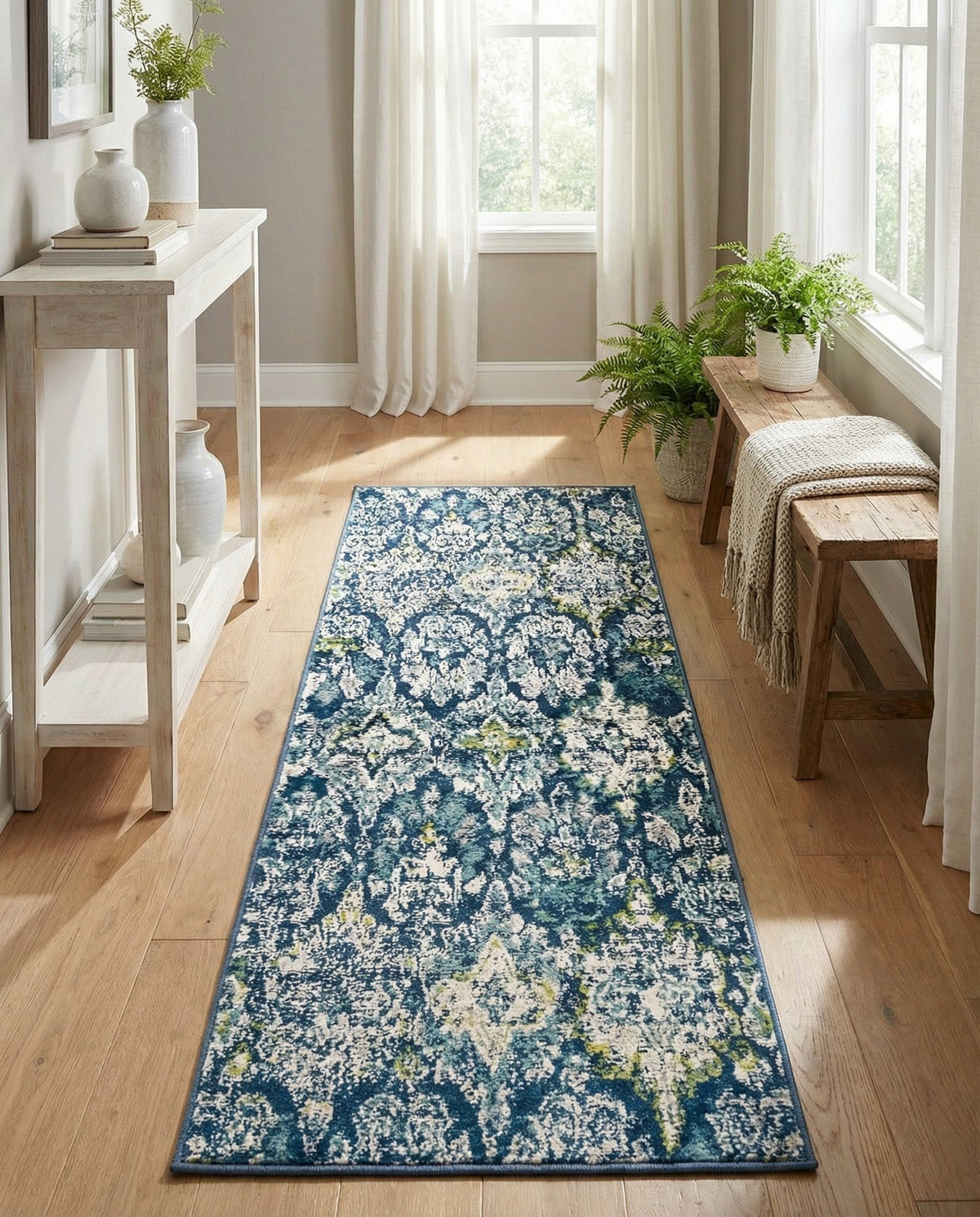 Savannah Elegance Collection Area Rug -  Forsyth Runner Navy Blue  lifestyle 92