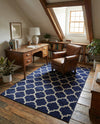 Lattice Gardens Collection Area Rug -  Bloomfield (Dark Blue) Rectangle Dark Blue  lifestyle 13