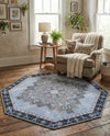 Heritage Elegance Collection Area Rug -  Winterthur (Blue Gray) Octagon Blue Gray  lifestyle 34