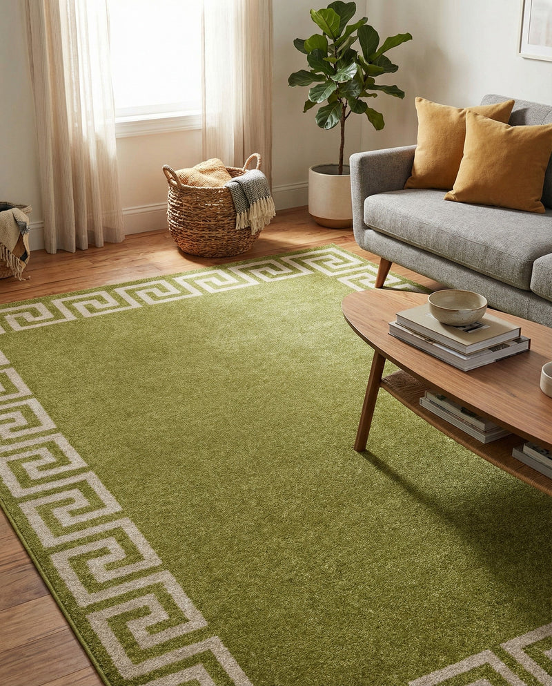 Aegean Labyrinth Collection Area Rug -  Santorini Rectangle Light Green  lifestyle 14