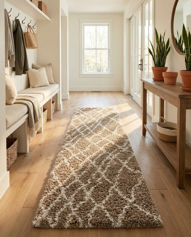 Cozy Haven Shag Collection Area Rug - Serenity (Khaki) Runner Khaki  lifestyle 65