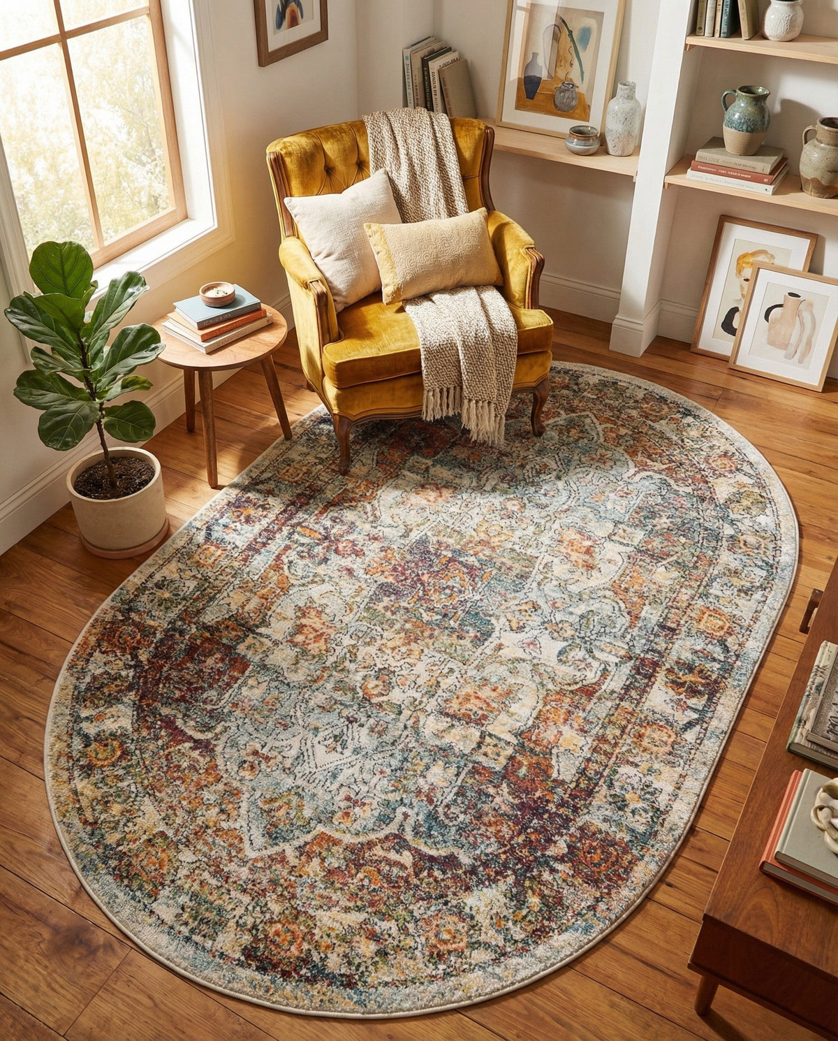Savannah Soiree Collection Area Rug -  Everglade (Ivory) Oval Ivory  lifestyle 89