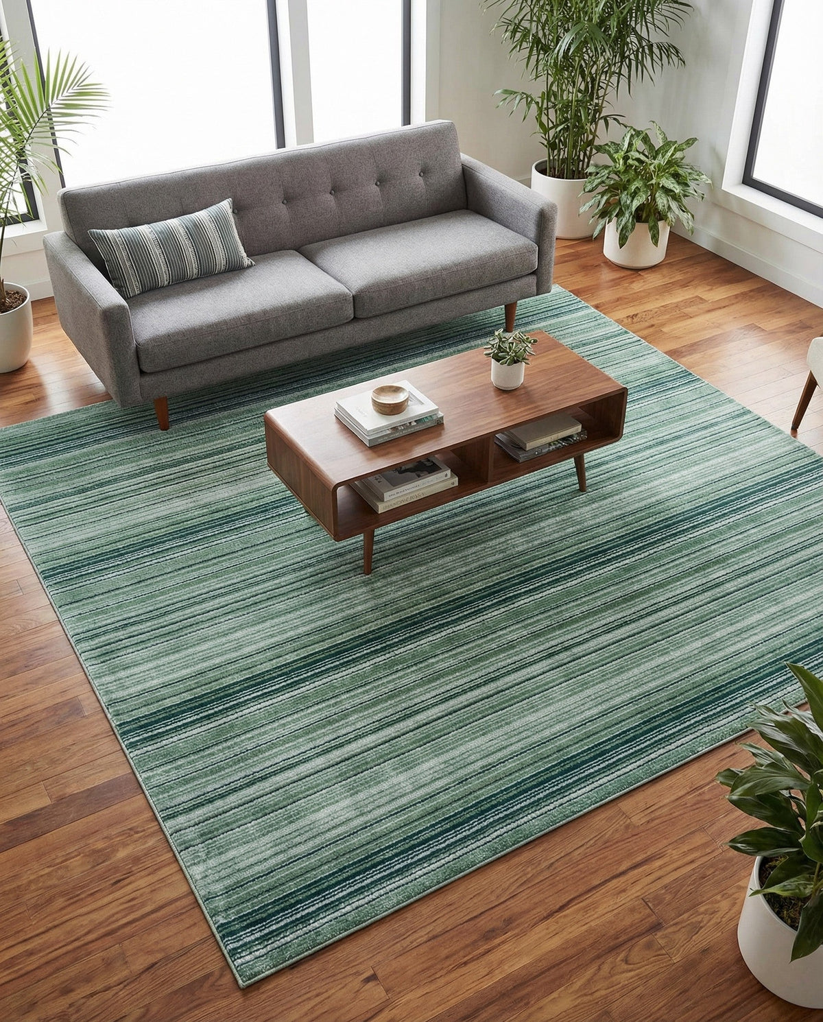 Jewel Oasis Collection Area Rug - Sapphire (Green) Square Green  lifestyle 128