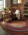 Marrakesh Elegance Collection Area Rug -  Sijilmasa Round Orange  lifestyle 77