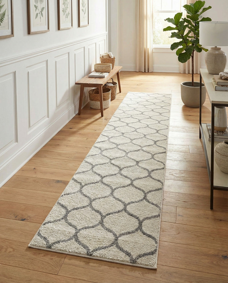 Trellis Mosaic Collection Area Rug -  Pergolatown (Ivory) Runner Ivory  lifestyle 79